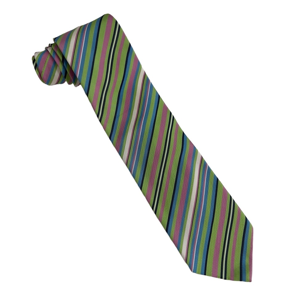 ETRO Multicolor Striped Pattern Tie‎ 100% Silk Made in Italy